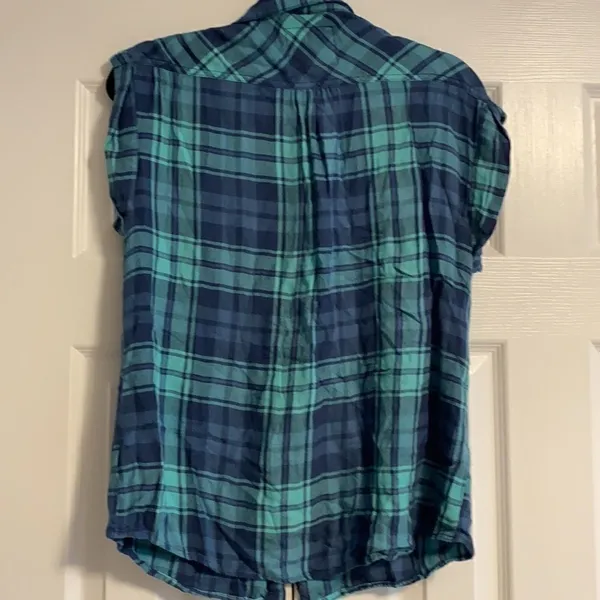 Rails Blue & Aqua Plaid Sleeveless Women’s Top - Image 7