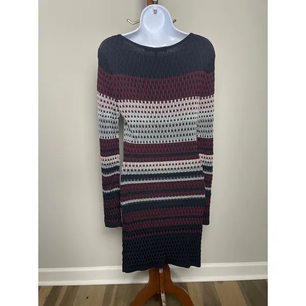 White House Black Market Black Striped Sweater Dress Long Sleeve Size M - Image 3