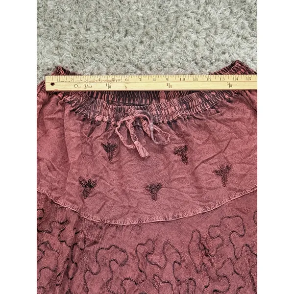 Womens Skirt Free Size Brown Boho Forest Fairy Hippie Floral Festival Maxi Flowy - Image 11