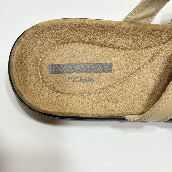 Clarks Leisa Cacti Q Women's Size 8N Sandals Leather Beige Slide - Image 9