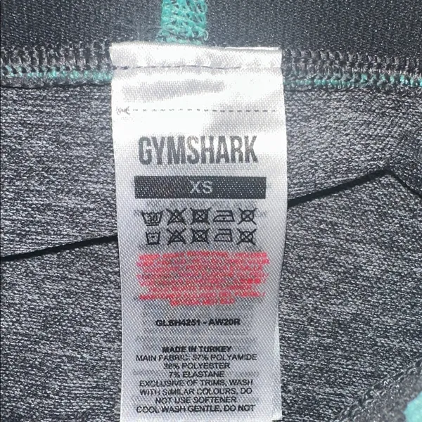 Gymshark Heather Gray athletic Shorts with Aqua Waistband size xsmall - Image 2