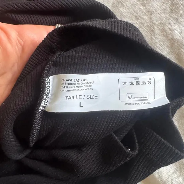 French La Halle Black Ribbed Crewneck Long Sleeve Basic Shirt Size Large - Image 5