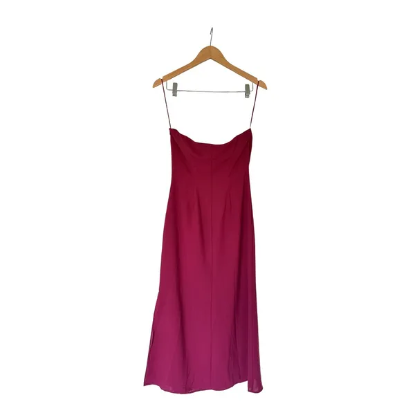 Sadie & Sage Strapless Midi Dress Berry Wine Size Large‎ Side Slit NEW - Image 3