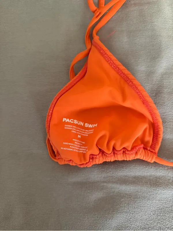 PacSun Bright Orange Ribbed Triangle Bikini Top - Image 2