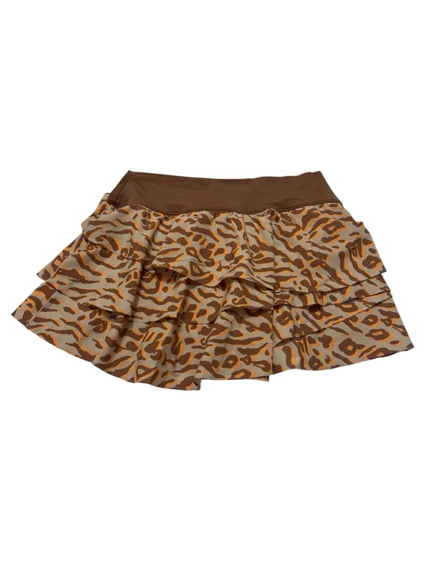 Aerie Brown and Tan Animal Print Tiered Skirt - Image 2