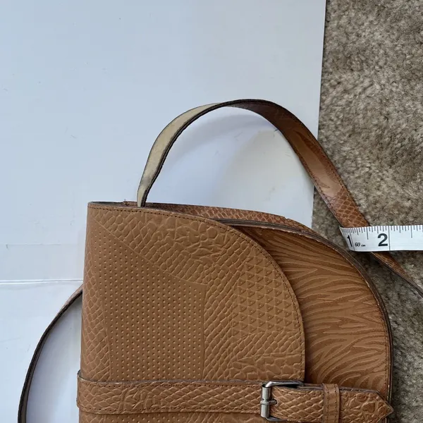 Vintage Embossed Crocodile Cross body Purse Brown Academic Ivy League Business - Image 9