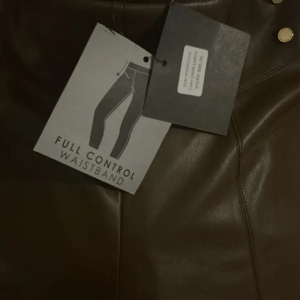 Marc New York Woman Brown Full Control Waistband Faux Leather Pants, Size M NWT - Image 5