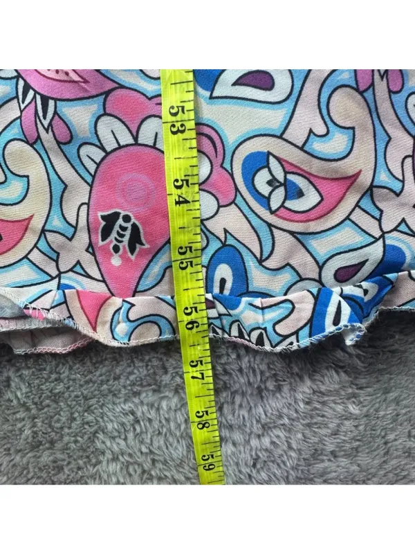 V-Neck Paisley Print Maxi Dress With Long Sleeves Pink & Blue Lightweight Fabric - Image 3
