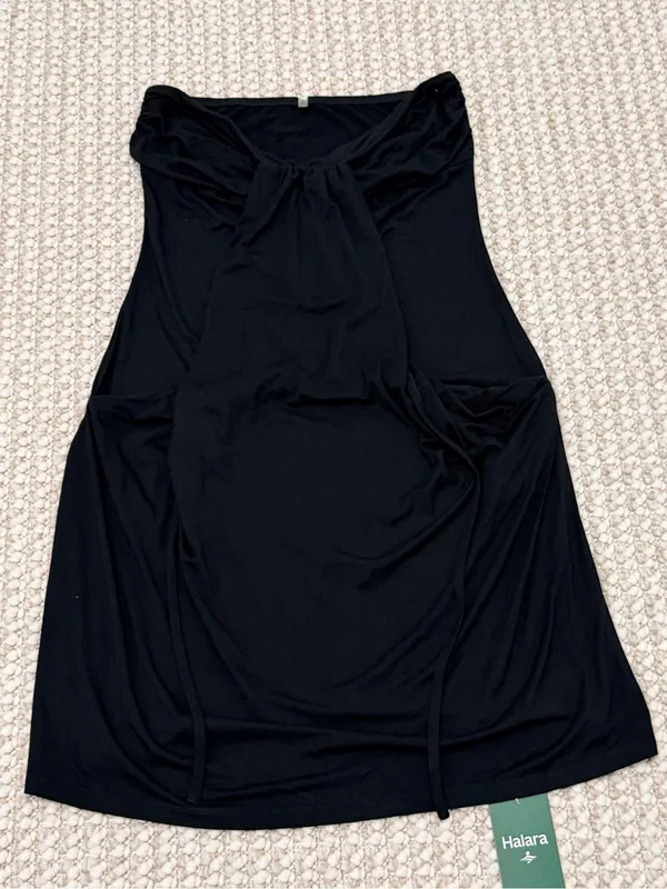 HALARA Halter Tie Back Mini Resort Dress with Pockets size Medium black NEW - Image 12