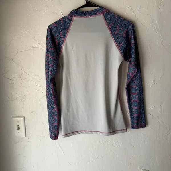Soulo Rashguard Shirt Womens‎ Small White Purple UPF 50+ Long Sleeve Swim Top - Image 7