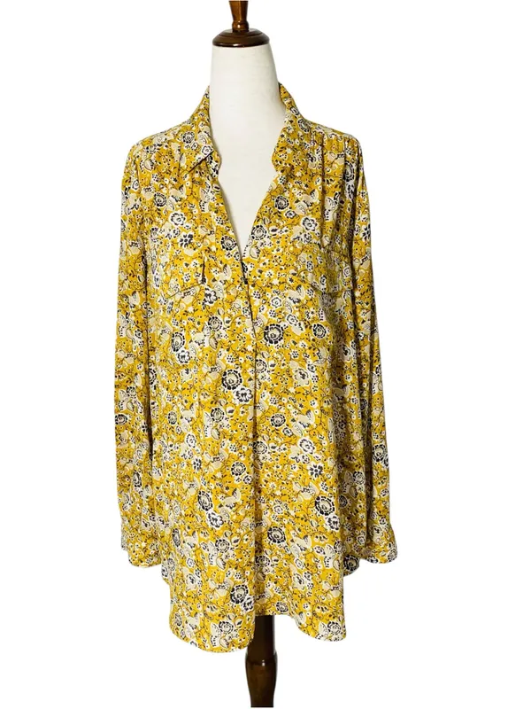 ANN TAYLOR Mustard Floral Shirt - Image 2