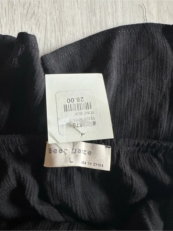 Bear Dance Strapless Ruffle Crop Top Black Size Large NWT - Image 4