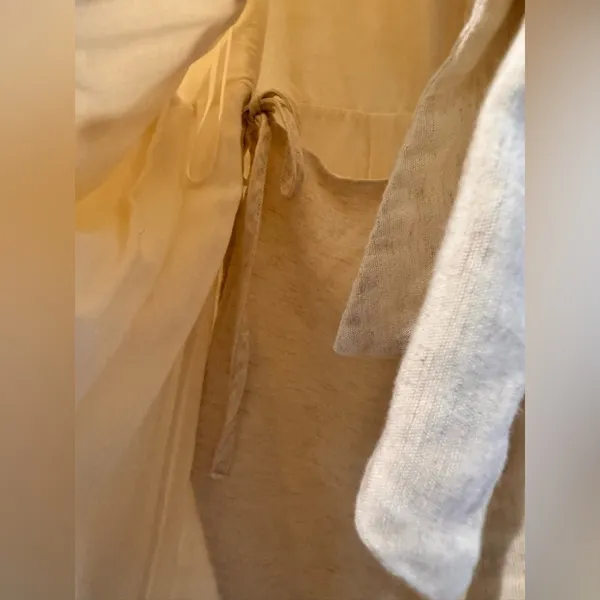 Anthropologie Linen Wrap Dress Cream Sleeveless Tie Waist XS - Image 8