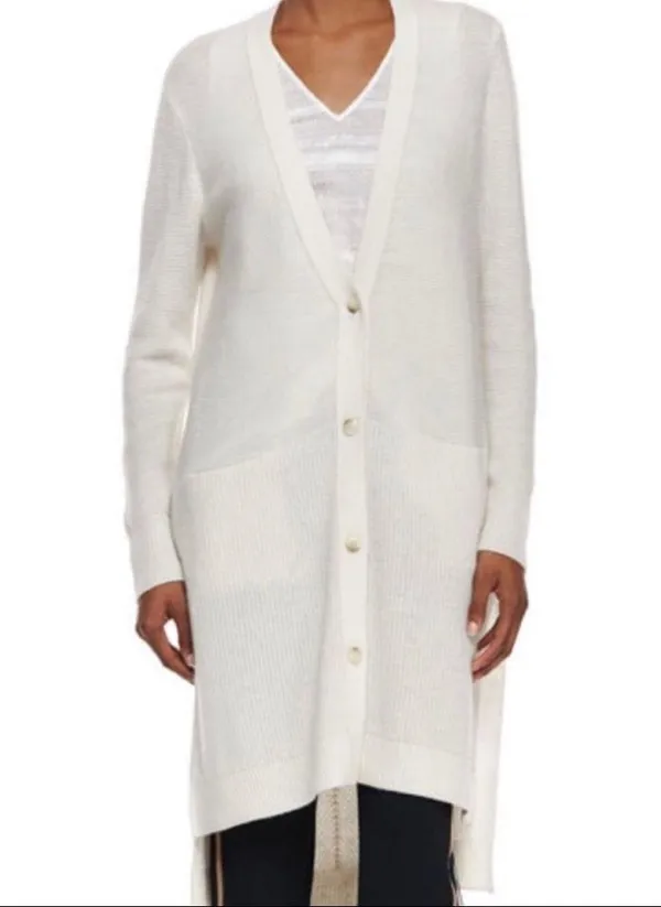 Vince 100% cashmere beautiful off white ribbed long cardigan - Image 2