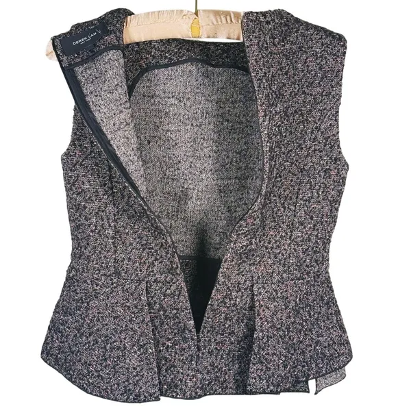 Derek Lam Silk Alpaca Tweed Peplum Top Womens 4 Gray Career Work Academia Office - Image 4