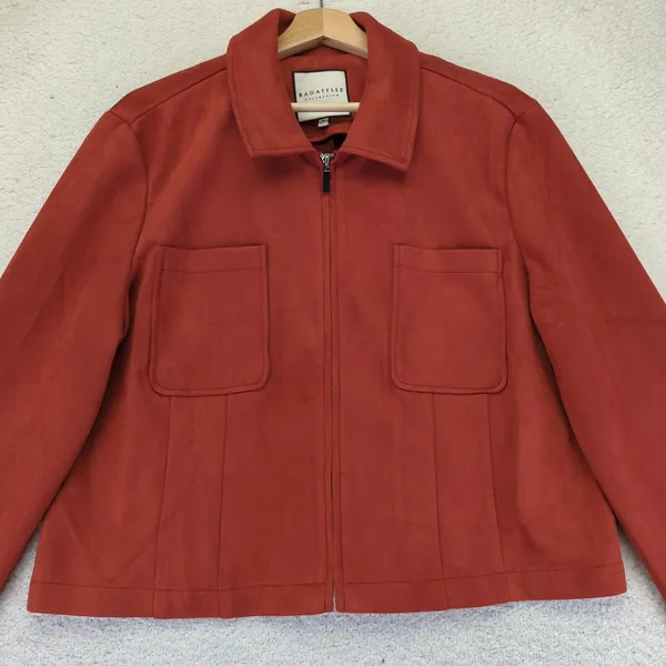 BAGATELLE Women's Rust Red Faux Suede Zip Front Jacket XL Casual‎ - Image 9