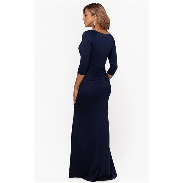 NEW XSCAPE Evening Long Gown Navy Blue Ruffle Formal Dress Elegant Womens Sz 10 - Image 2