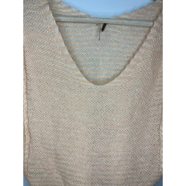 Free People Peach Striped Ballet Oversized Sweater Size XS Linen Wool Blend - Image 2