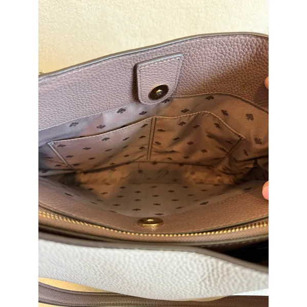 Kate Spade New York Pebbled Leather Snakeskin Trim Tote Purse Shoulder Bag - Image 7