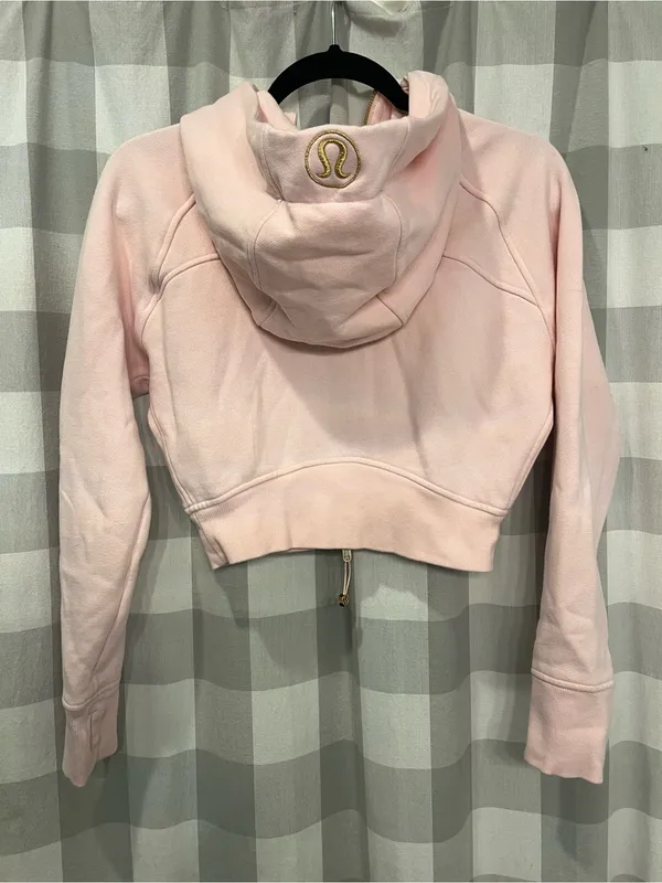 lululemon athletica Light Pink Cropped Hoodie with Gold Zipper - Image 5