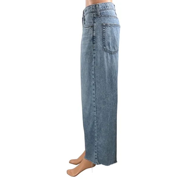Rag & Bone Womens Blue High Rise Cropped Frayed Wide Leg Denim Jeans Pants Sz 26 - Image 2