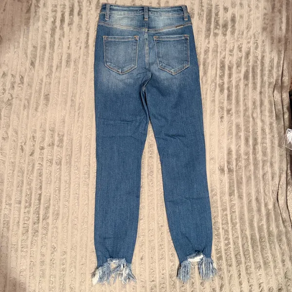 KanCan Signature Skye High Ankle Skinny Jeans Distressed Frayed Hem Blue Size 26 - Image 8