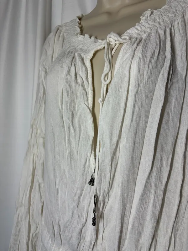 Free People Dress Long Sleeve Lace Boho Peasant Mini Tunic Fairy Grunge Gauzy - Image 3