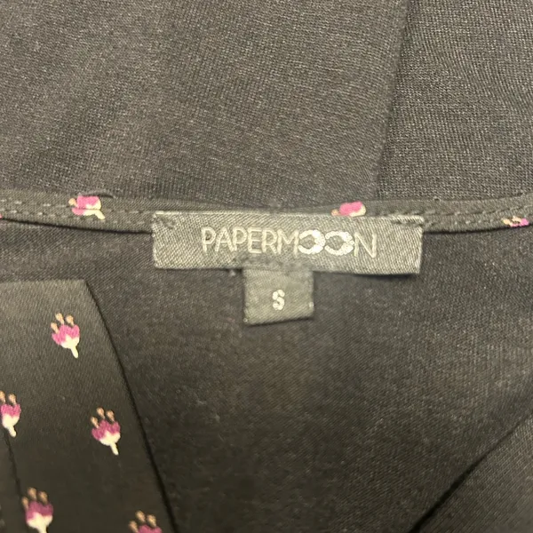Papermoon Black Sleeveless Blouse with Pink Dot Print - Image 3