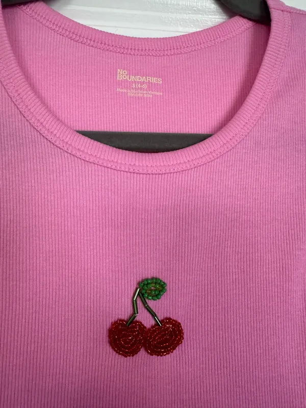pink cherry beaded tank - Image 3