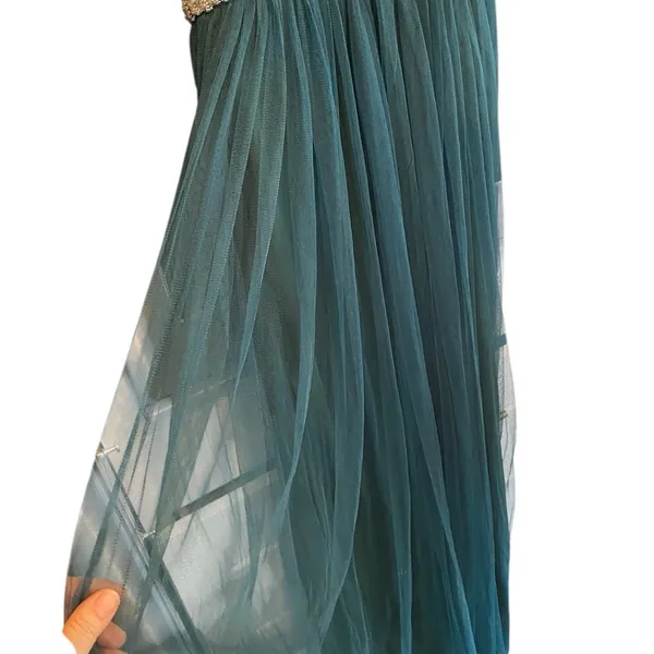 Lulus New Delightful Occasion Emerald Green Beaded Tulle Maxi NYE Dress Gown - Image 13
