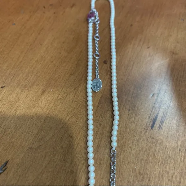 Juicy Couture Pam Gela Pearl and Silver Angel Wing Charm Necklace - Image 5