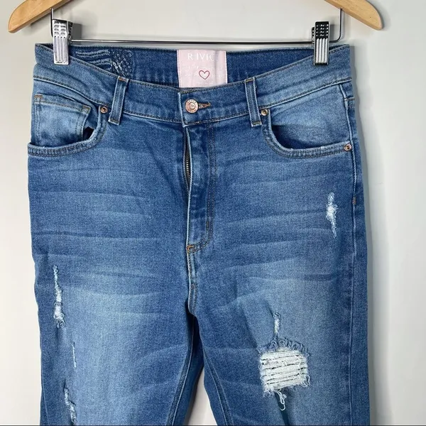 Revice Denim super high rise distressed‎ fray hem jeans - Image 5