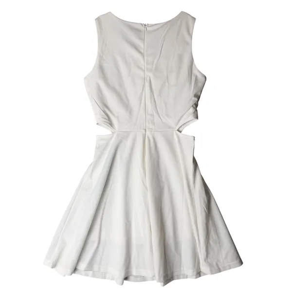 Belongsci Womens White Cut Out‎ Skater Dress Sleeveless Mini 8812# Size S NEW - Image 3