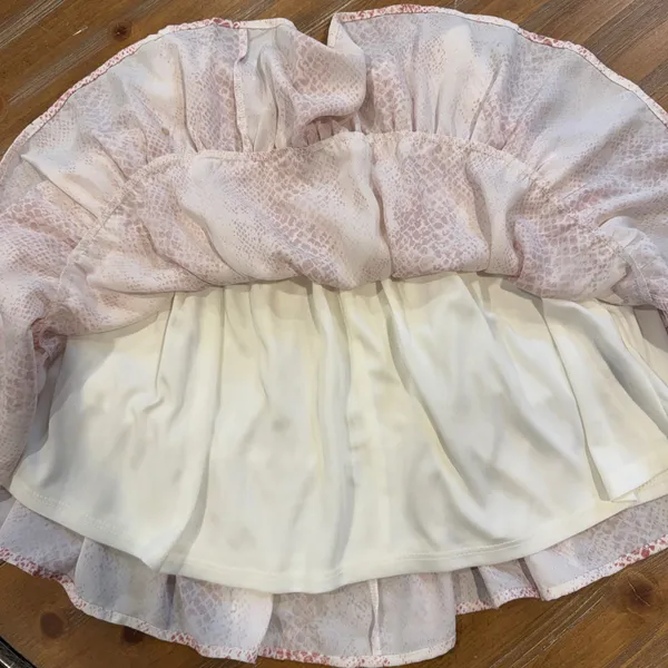 Altar'd State Snakeskin Smocked Ruffle Mini Skirt Tiered Boho Women Small Lined - Image 3