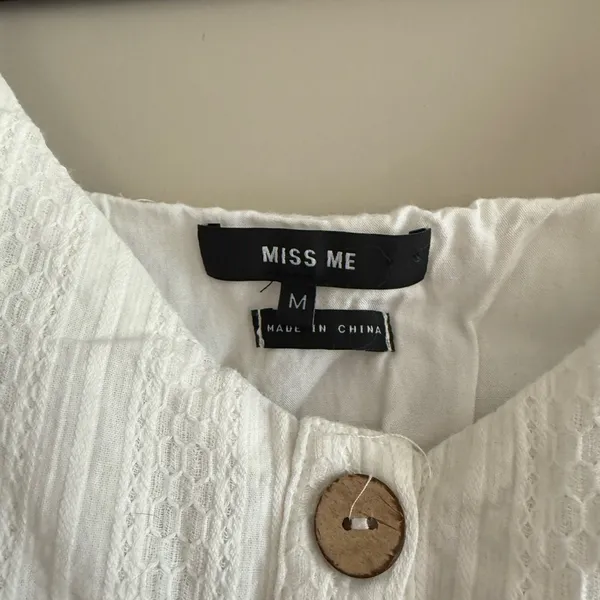 Miss Me White Buttoned Peplum Camisole - Image 2