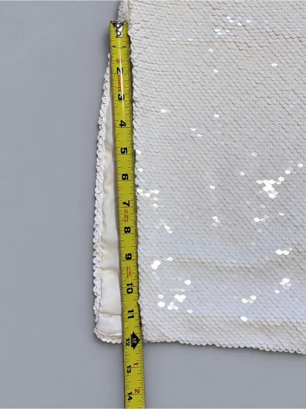 Abercrombie & Fitch White Sequin Side Slit Pencil Skirt XXS Petite NWT cocktail - Image 6
