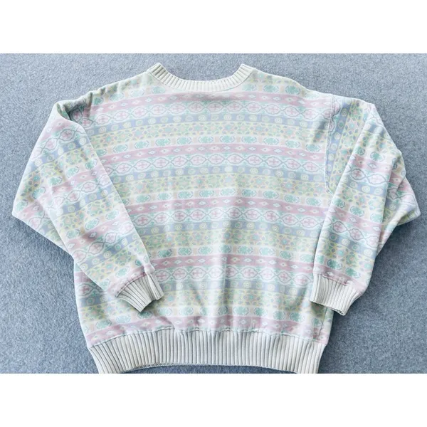 Vintage American Sportif Adult Small Sweatshirt Geometric Retro Pattern Pastel - Image 3