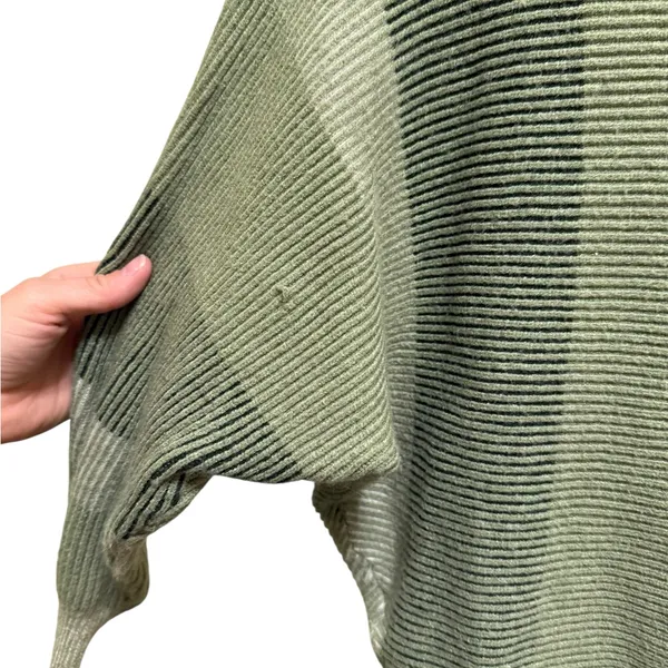 Philosophy Green Striped Drop Batwing Shoulder Viscose‎ Sweater Textured Sz M - Image 5
