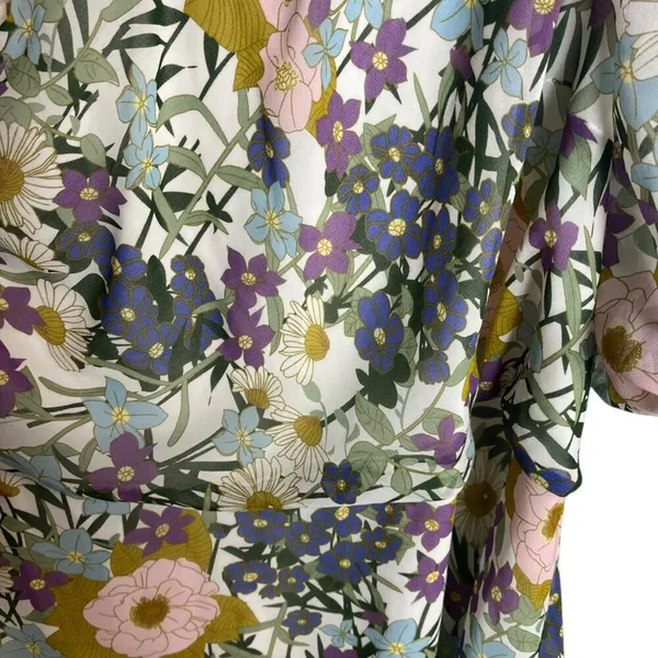 ESTELLE Women's 3X Wildbloom Midi‎ Dress Floral One shoulder Short Puff Sleeves - Image 5