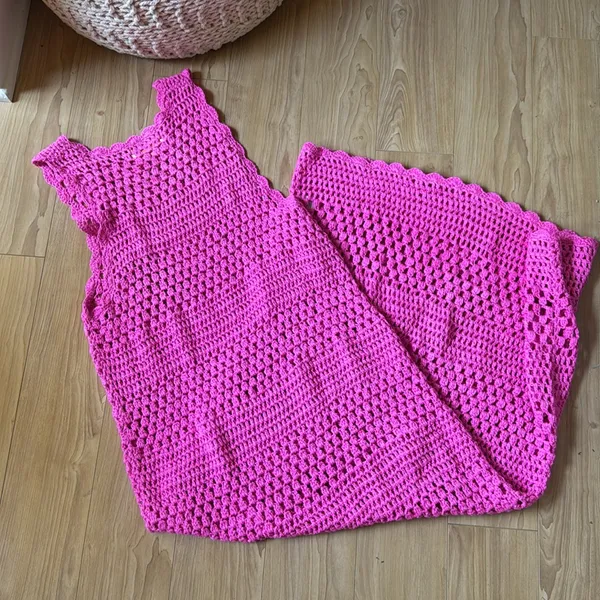 Show Me Your Mumu X Barbie Pink Crochet Dress - Image 4