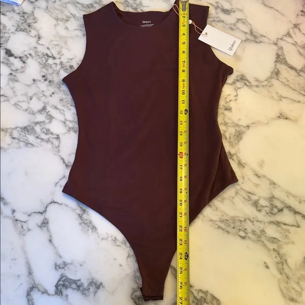 Quince NWT Stretch Cotton Jersey High Neck Sleeveless Bodysuit Cocoa Brown Sz S - Image 8
