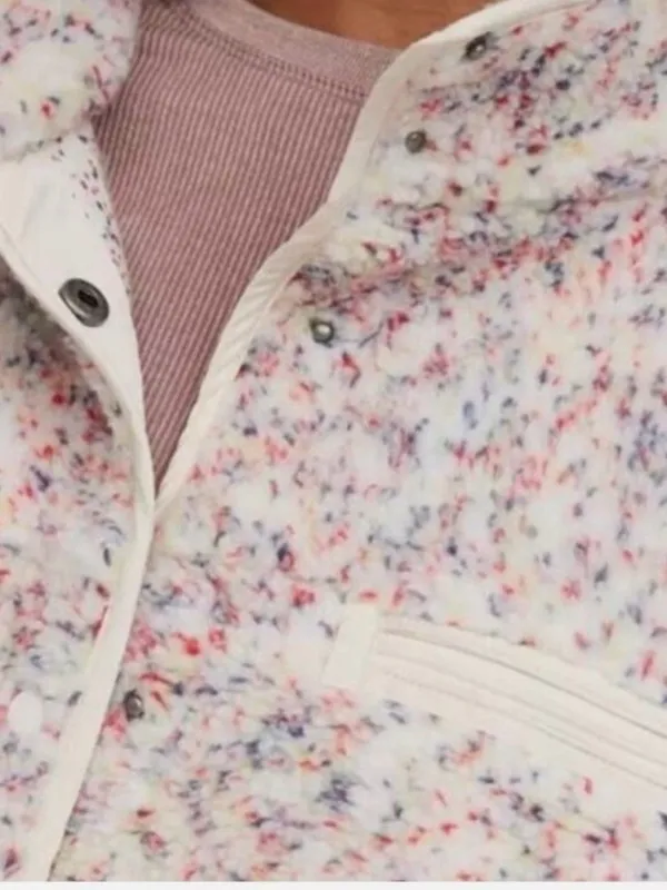 OFFLINE by Aerie Multicolor Speckled Sherpa Snap-Front Fleece Jacket, XS - Image 3