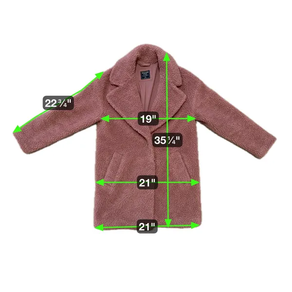 Abercrombie & Fitch Sherpa Teddy Fleece Over Coat XS Mauve Pink Cozy Soft Y2K - Image 10