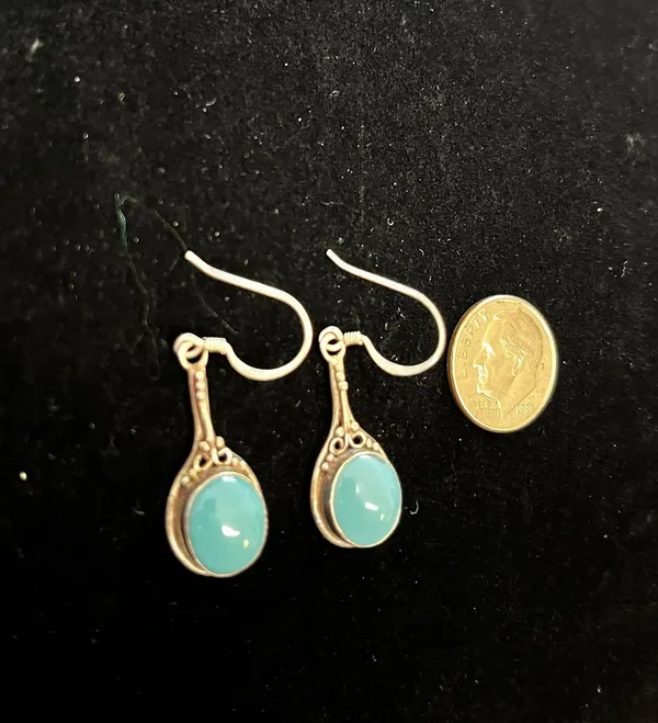Sterling Silver 925  turquoise and dangle earrings - Image 2