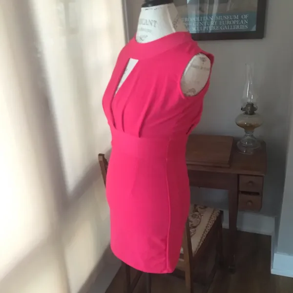 Hot Pink Short Sleeveless Dress Sz S - Image 3