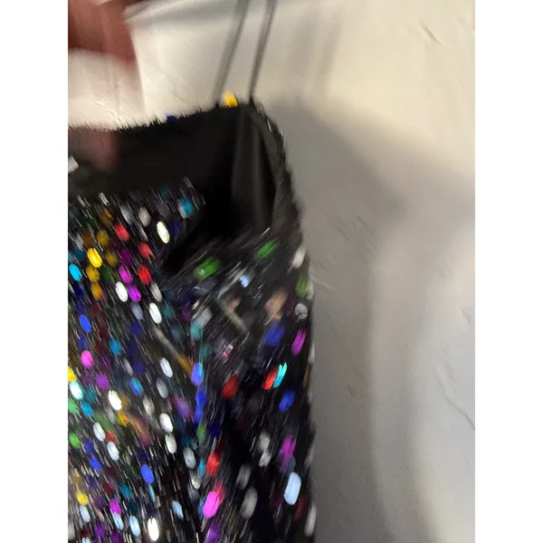 Bear Dance NWT Sparkly Sequin Mini Dress Spaghetti‎ Straps Blk Rainbow Party Clubwear Disco - Image 6