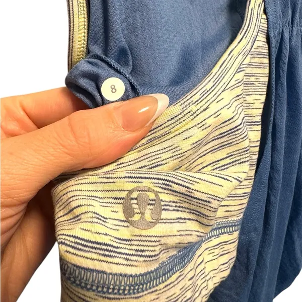 Lululemon Blue and yellow top with built in bra - Image 6