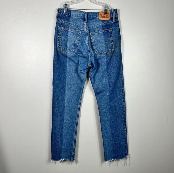 Levi's 501 Two-Tone Denim Straight Leg Button Fly Jeans 27x30 Raw Hem Rigid Jean - Image 4