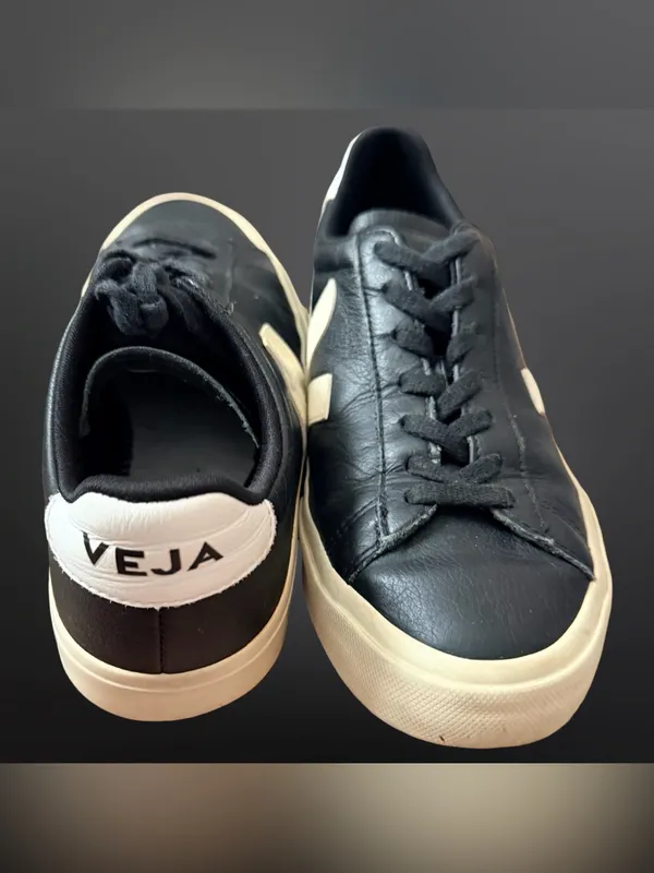 VEJA Campo Black & White Leather Sneakers — Women’s 10 - Image 3