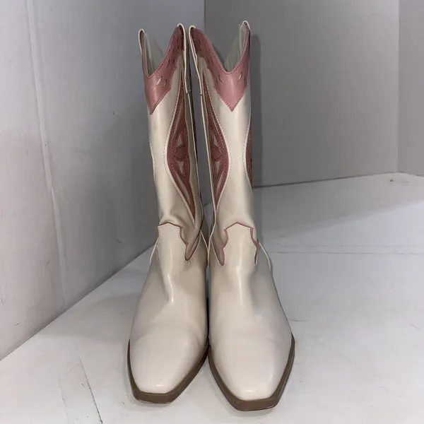 Billini Claire White Pink Equestrian Megan Moroney Concert Cowgirl Boots Size 10 - Image 3